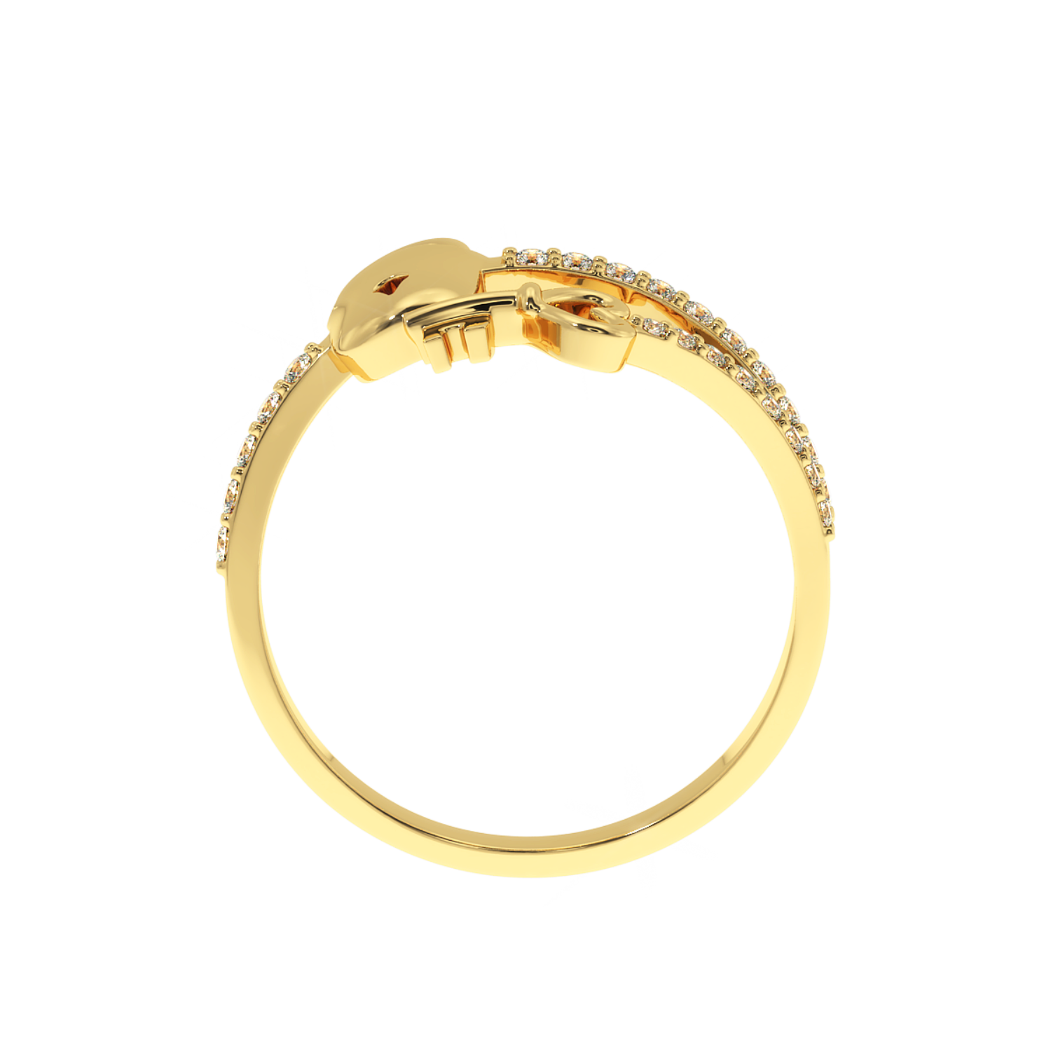 0.22 CT Lock & Key Lab Diamond Ring in 14K Gold